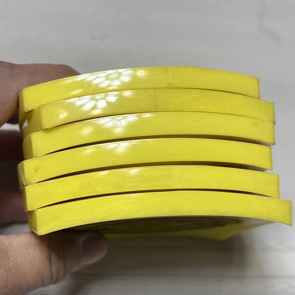 Vintage MCM Mid Century Set of 6 Plastic Drink Coasters Yellow